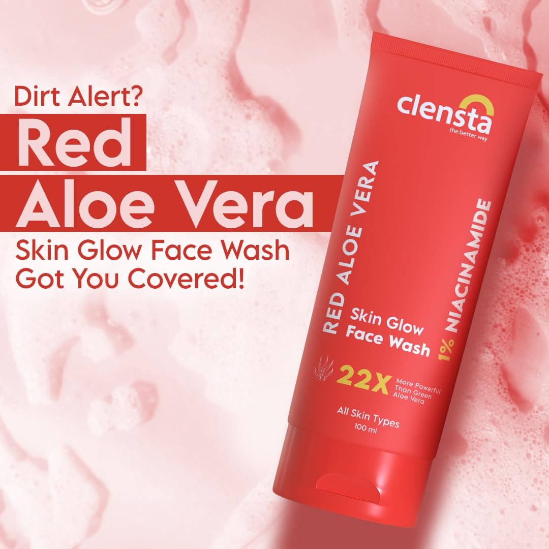Clensta Red Aloe Vera Face Wash With Vitamin C & Niacinamide For Nourishing, Hydrating & Glowing Skin | Face Wash For All Skin Types For Women & Men 50 ML - Image 4