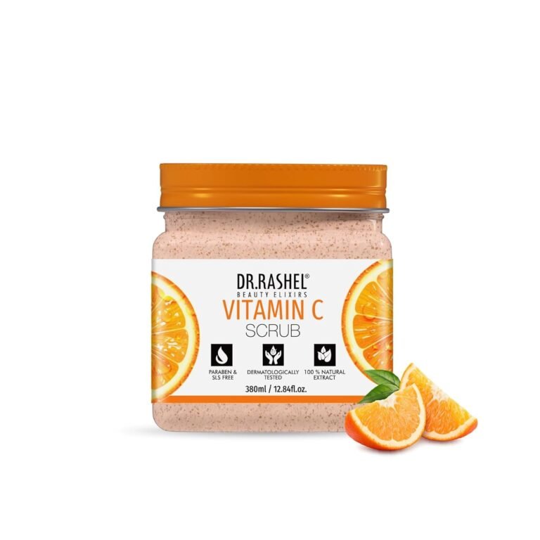 DR.RASHEL Exfoliator For Face & Body (Vitamin C Scrub, 380 ML) | All Skin |Deep Exfoliation | Dead Skin Remover| Tan Removal | Blackhead Remover