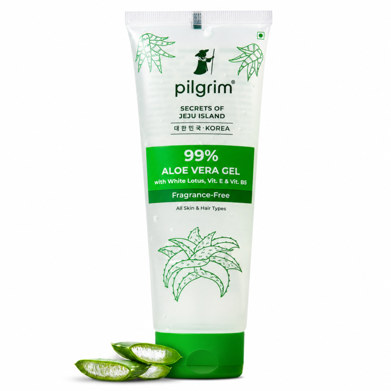PILGRIM Korean 99% Pure Aloe Vera Gel 200ml with Vitamin E & Vitamin B5 for Face & Hair