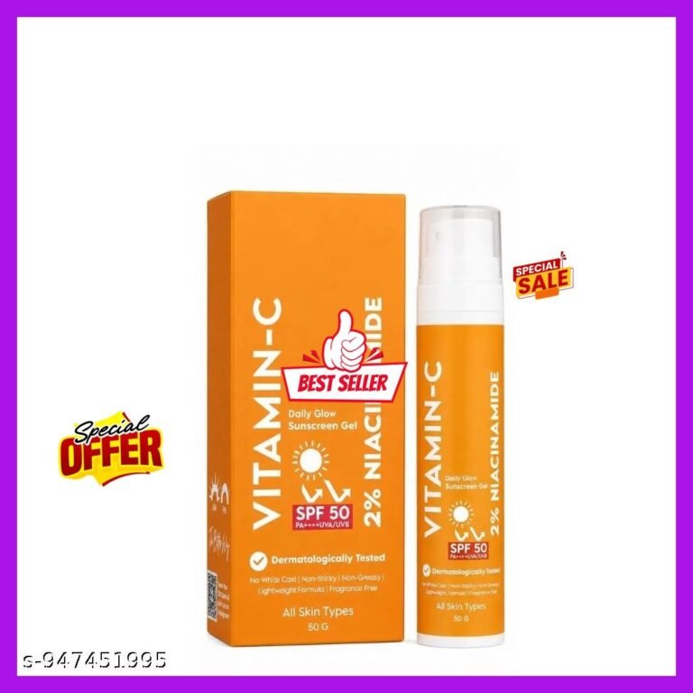 Clensta Vitamin C Daily Glow Sunscreen Gel SPF 50 PA++++ | With 2% Niacinamide, Vitamin C, Hyaluronic Acid & Cica | UVA/UVB Protection | Lightweight, Non-Sticky & No White Cast | For All Skin Types | 50g